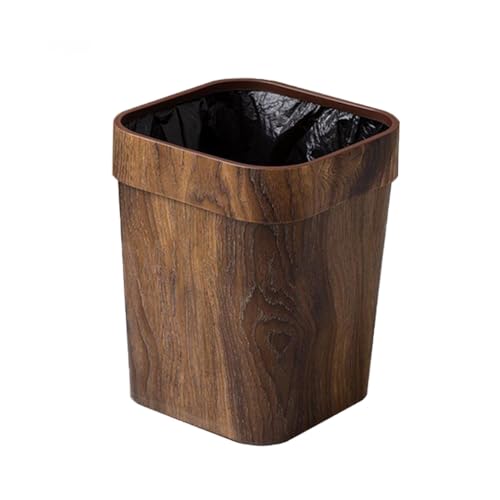 SFANIIX Badezimmer-Abfalleimer Holzmaserung Mülleimer Haushalt Große Größe Wohnzimmer Schlafzimmer Küche Badezimmer Papier Korb Ohne Deckel Retro Küchen-Mülleimer von SFANIIX