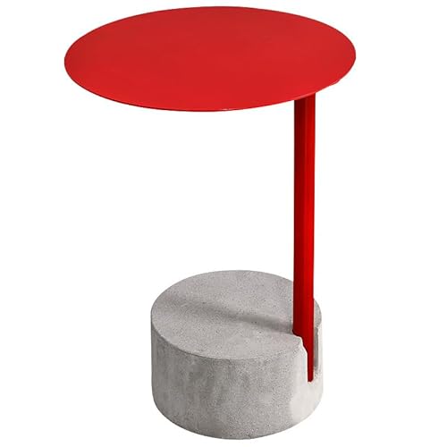 SFANIIX Beistelltisch für Wohnzimmer, Beistelltisch, Sofa, Ecktisch, rund, aus Eisen, Rot, Couchtisch, mobil, Beistelltisch von SFANIIX