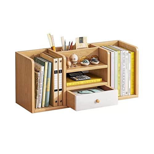 SFANIIX Bücherregale aus Holz, Schreibtisch-Organizer, Präsentationsregal mit 1 kleinen Schublade, Bücherregale von SFANIIX