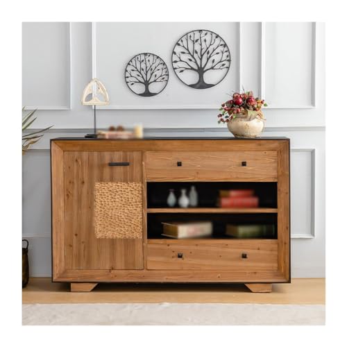 SFANIIX Buffetschrank Massivholz Sideboard B&B Wohnzimmer Aufbewahrungsschrank Retro Home Eingang Schrank Lagerregal Sideboard mit Stauraum von SFANIIX
