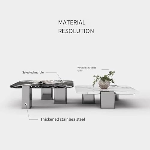 SFANIIX Moderner Mitteltisch Marmor Couchtisch Quadrat Haushalt Wohnzimmer Kleines Haus Hohe Und Kurze Kombination Kaffee-Beistelltisch von SFANIIX