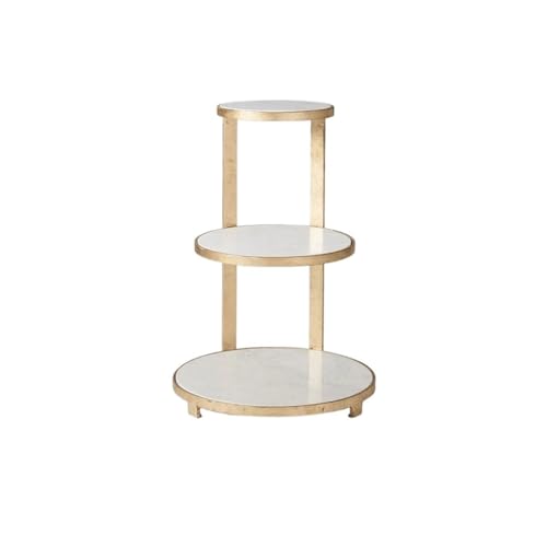 SFANIIX Moderner Mitteltisch Marmor Kleiner Runder Tisch Dessertständer Einfacher Edelstahltisch Balkon Mobiler Platzierungsständer Kaffee-Beistelltisch von SFANIIX