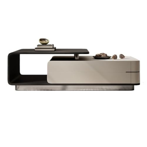 SFANIIX Moderner Mitteltisch Quadratischer Couchtisch Home Wohnzimmer Aufbewahrungsschublade Metall Lounge Niedriger Tisch Kaffee-Beistelltisch von SFANIIX