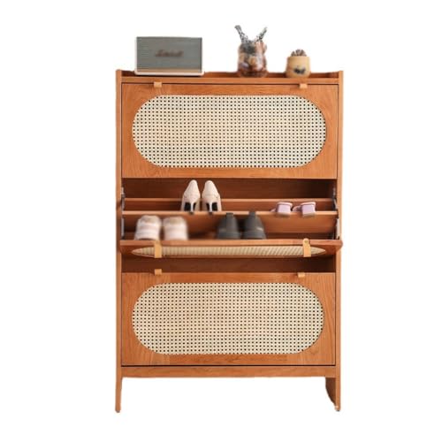 SFANIIX Schuhschrank, Schuhschrank, Zuhause, Wohnzimmer, Eingang, Rattan, Schuhschrank, Eingang, Flip-Eimer, Aufbewahrung, bodenstehendes Schuhregal, Schuhschrank für den Eingangsbereich (Farbe: 90 cm von SFANIIX