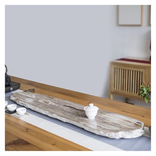 SFANIIX Teeservice-Tablett aus fossilem Holz, großer Teetisch aus fossiler Jade, einfach, für zu Hause, Teetablett ohne Urushi, Lebensmittel-Serviertablett von SFANIIX