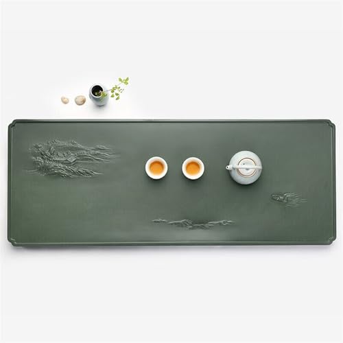 SFANIIX Teetablett Teetablett Tianluo Grünes Teetablett Aubergine handgeschnitzt Steinteetisch zur Entwässerung zu Hause Kung Fu Teeset Serviertablett (70 * 30 * 3CM) von SFANIIX