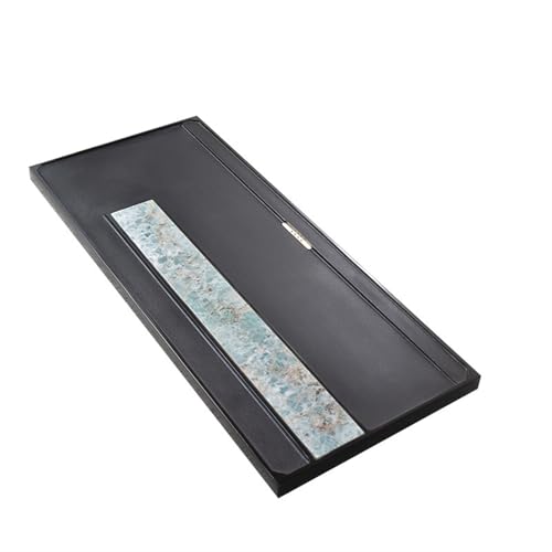 SFANIIX Teetablett Teetablett aus natürlichem Ebonit Modern und einfach Teetisch aus Steinplatte Teetablett für Entwässerung aus Stein für Büro Serviertablett (70 x 30 x 3 cm) von SFANIIX