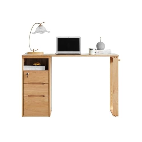Schreibtisch für Zuhause, Büro, aus Massivholz, kombinierte Bibliothek, Computertisch, Arbeitstisch aus Eiche, Schlafzimmer-Kommode, einfacher und moderner Tisch (Farbe: mit Schloss, Größe: 1000 x 560 von SFANIIX