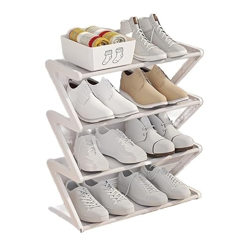 Schuhorganisatorregal Schuhregal mit 4 Ebenen, freistehender Schuhorganisator mit verdicktem Stahlrohr, multifunktionales Schuhregal für Eingangsbereich(White l42cm Schuhorganisatorregal Schuhregal mit 4 Ebenen, freistehender Schuhorganisator mit verdicktem Stahlrohr, multifunktionales Schuhregal für Eingangsbereich(White l42cm von SFANIIX