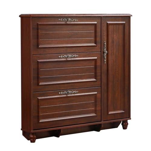 Schuhregal Organizer Schuhregal mit 3 klappbaren Schubladen, schmales Schuhregal mit Vintage-Griff, rustikales Schuhregal mit freiem Sandstrahl, Schuhregal für den Eingangsbereich (100 x 25,5 x 116,5 Schuhregal Organizer Schuhregal mit 3 klappbaren Schubladen, schmales Schuhregal mit Vintage-Griff, rustikales Schuhregal mit freiem Sandstrahl, Schuhregal für den Eingangsbereich (100 x 25,5 x 116,5 von SFANIIX