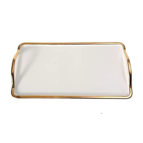Serviertablett Keramiktablett Kaffee Tee Set Ablagetablett Tisch Service Tablett für Kaffee Dessert Gerichte Modernes dekoratives Tablett Snacktablett (Farbe: A) von SFANIIX