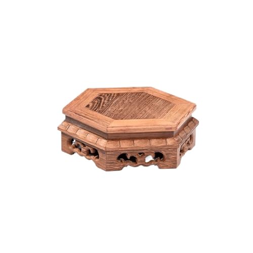 Sockel Basis Massivholz Sechseckige Ornamente Lila Ton Topf Porzellan Vase Buddha Statue Topfpflanze Pflanzen Display Basis von SFANIIX
