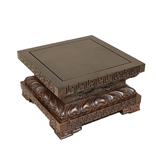 Sockel Haushalt Holzschnitzerei Massivholz Blumentopf Basis Holz Blume Stehen Topfpflanze Tablett Basis Ornament Buddha Statue Basis Erhöhte Pflanzen Display Basis(L) von SFANIIX