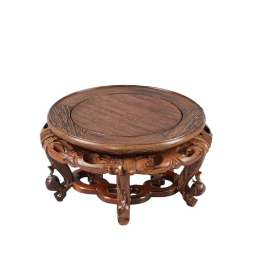 Sockel Mahagoni Fuß Runde Blumentopf Basis Ornamentbasis Aquarienbasis Massivholz Buddha Statue Vasenbasis Pflanzen Display Basis von SFANIIX