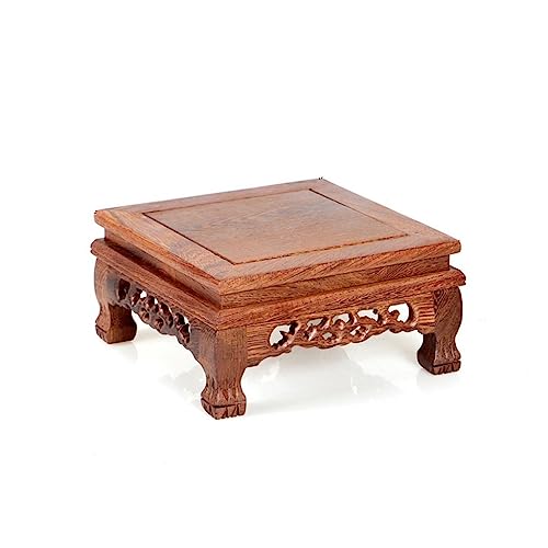 Sockel Vintage Holz Platz Basis Geschnitzt Vase Blumentopf Teekanne Buddha Ornament Basis Handwerk Display Ständer Home Office Dekoration Pflanzen Display Basis(A) von SFANIIX