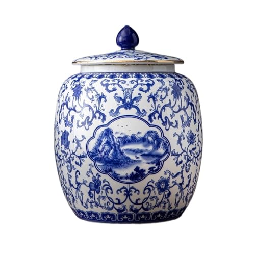 Stashpot Container Bulk Tee Lagerung Behälter Topf mit Deckel Keramik Topf Große Kapazität Abgeschlossene Topf Retro Chinesischen Tee Set Einzigen Topf Vintage Vorratsgläser(B,M) von SFANIIX
