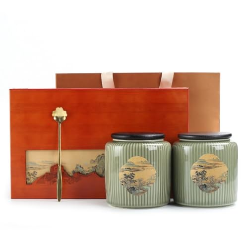 Stashpot Container Bulk Tee Lagerung Container Topf Haushalt Keramik Versiegelte Topf Retro Chinesischen Tee Set Doppel Topf Geschenkbox Set Vintage Lager Gläser von SFANIIX