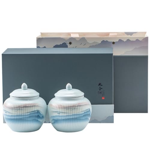 Stashpot Container Bulk Tee Lagerung Container Topf Haushalt Lagerung Topf Keramik Versiegelte Topf Retro Chinesischen Tee Set Doppel Topf Geschenkbox Set Vintage Lager Gläser von SFANIIX