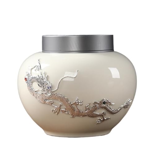 Stashpot Container Bulk Tee Lagerung Container Topf Keramik Kleine Doppel Schicht Zinn Deckel Versiegelte Topf Retro Chinesischen Tee Set Einzigen Topf Vintage Vorratsgläser(C) von SFANIIX