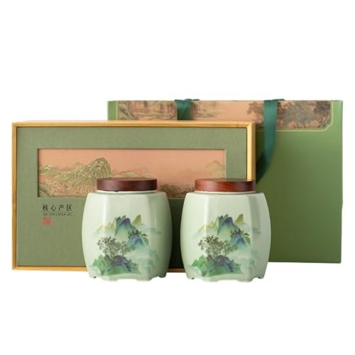 Stashpot Container Keramik Bulk Tee Lagerung Container Topf Küche Kräuter Abgedichtet Topf Retro Chinesischen Tee Set Doppel Topf Geschenkbox Set Vintage Vorratsgläser von SFANIIX