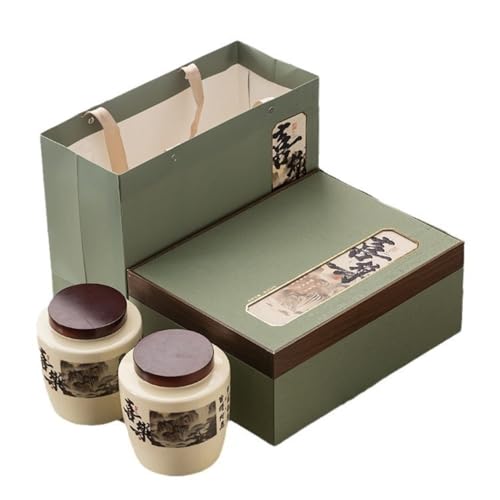 Stashpot Container Kreative lose Tee Vorratsbehälter Glas Keramik Siegelglas Chinesisches Retro Tee-Set Doppeltopf Geschenkbox-Set Vintage Vorratsgläser von SFANIIX