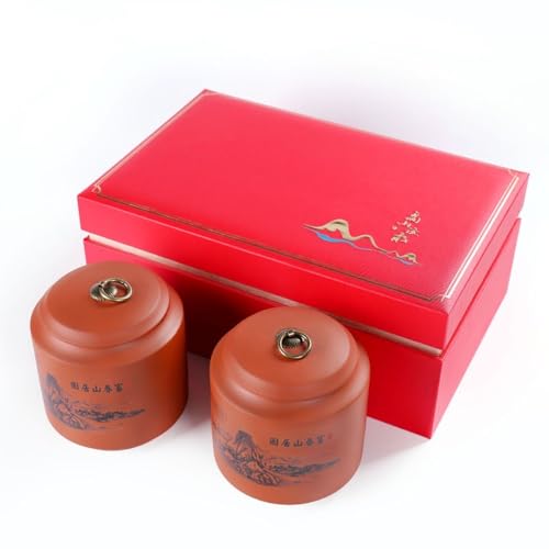 Stashpot Container Lila Ton Bulk Tee Lagerung Behälter Topf Haushalt Medium Versiegelte Glas Chinesische Retro Tee Set Doppeltopf Geschenkbox Set Vintage Vorratsgläser (D) von SFANIIX