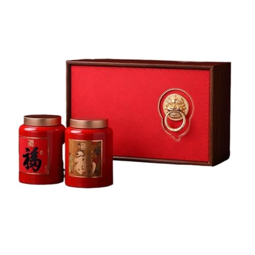 Stashpotbehälter Bulk Tee Lagerung Topf Keramik Siegelglas leer Topf Lagerung Topf Retro Chinesischen Tee Set Doppel Topf Geschenkbox Set Vintage Vorratsgläser(C) von SFANIIX