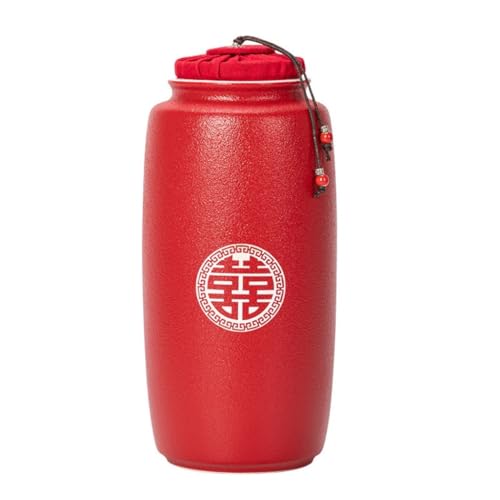 Stashpotbehälter Retro roter Bulk Tee Lagerglas Keramik versiegelte Glas große Haushalt Keramik Topf mit Deckel Chinesisches Tee-Set Einzeltopf Vintage Vorratsgläser(A) von SFANIIX