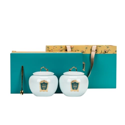 Stashpotcontainer Bulk Tee Lagerglas Keramik Siegelglas Küchenbehälter Jar-Set Chinesisches Retro Tee-Set Doppelglas Geschenkbox-Set Vintage Vorratsgläser(A) von SFANIIX