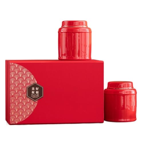 Stashpotcontainer Bulk Tee Lagerung Behälter Topf Keramik Süßigkeiten Nüsse Kaffee Getreide Siegelglas Chinesischen Tee-Set Doppeltopf Geschenkbox Set Vintage Vorratsgläser(B) von SFANIIX