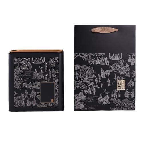 Stashpotcontainer Bulk Tee Lagerung Container Topf Quadrat Eisen Dose Verschlossener Topf Große Kapazität Leere Topf Tee Set Einzigen Topf Geschenkbox Set Vintage Vorratsgläser(C) von SFANIIX