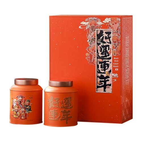 Stashpotcontainer Bulk Tee Lagerung Topf Runde Dose Küche Abgedichtet Topf leere Topf Vorratsdose Retro Tee Set Doppeltopf Geschenkbox Set Vintage Vorratsgläser(A) von SFANIIX