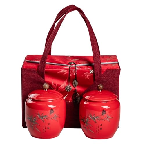 Stashpotcontainer Retro Lose Tee Lagerung Topf Haushalt Runde Topf Lagerung Tee Topf Keramik Abgedichtet Topf Tee Set Doppel Topf Geschenk Tasche Set Vintage Vorratsgläser von SFANIIX