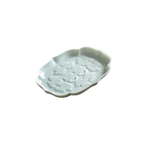 Tablett Chinesische Retro Keramik Tee Tablett Hochzeit Festliche Obst Tablett Snack Tablett Tisch Gebäck Tablett Snackschal(D) von SFANIIX