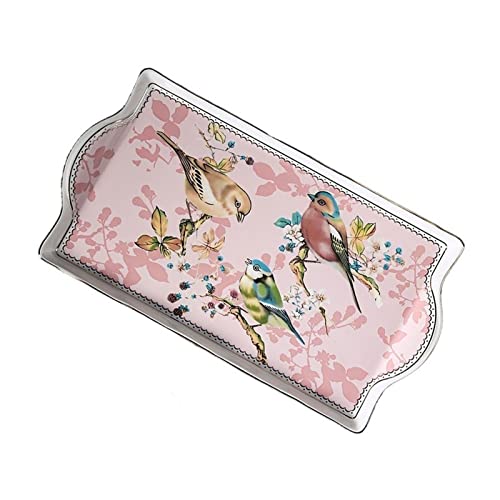 Tablett Dekoratives Tablett Luxus Keramik Tablett Rechteckige Europäische Kaffeetasse Lagerung Kuchen Obst Tablett Geschirr Snackschale (Größe : A) von SFANIIX