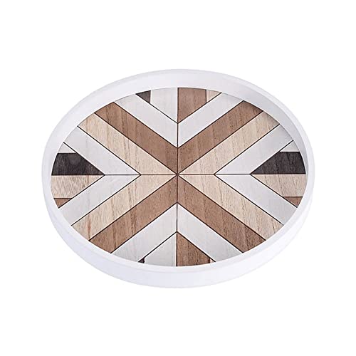 Tablett Dekoratives Tablett Stil Rund Holz Tablett Lagerung Zubehör Fotografie Requisiten Tee-Set Tablett Snackschale von SFANIIX