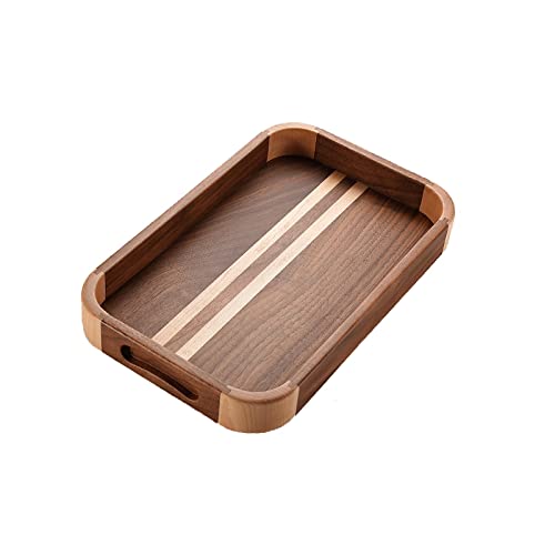 Tablett Holz Tablett Tablett Rechteckige Tablett Mortise Und Tenon Konstruktion Multifunktionales Tablett Kaffee Tablett Snackschale(Size:B) von SFANIIX
