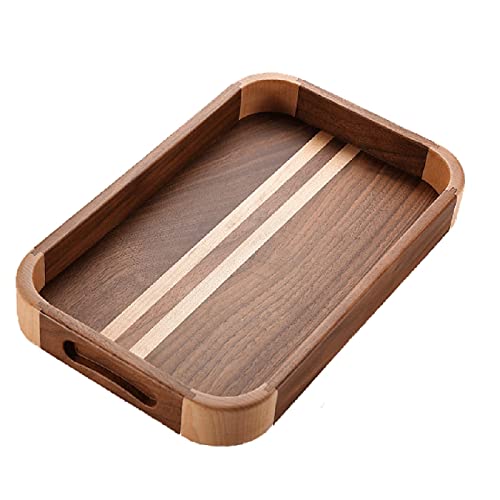 Tablett Holz Tablett Tablett Rechteckige Tablett Mortise Und Tenon Konstruktion Multifunktionales Tablett Kaffee Tablett Snackschale(Size:C) von SFANIIX