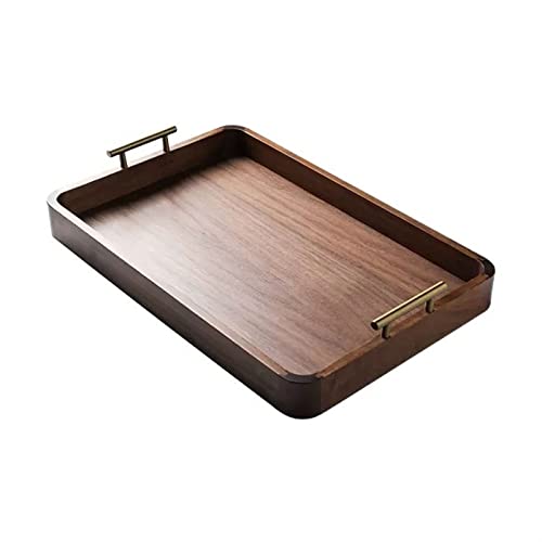 Tablett Modern Dekoratives Tablett Walnuss Holztablett Haushalt Rechteckiges Tablett Geschirr Gebäck Teesets Staufach Snackschale (Größe : M) von SFANIIX