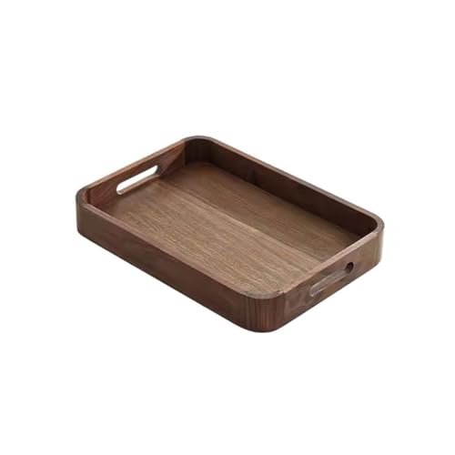 Tablett Schwarz Walnuss Holz Tablett Rechteckig Teeblatt Cafe Tablett Startseite Nachmittagstee Snacktablett Snackschale(Size:B) von SFANIIX