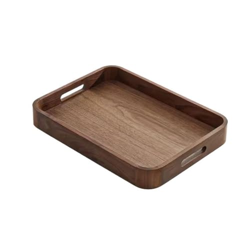 Tablett Schwarzes Nussholztablett Rechteckiges Teeblatt Café-Service-Tablett aus massivem Holz Kuchen Snackschale Tablett Schwarzes Nussholztablett Rechteckiges Teeblatt Café-Service-Tablett aus massivem Holz Kuchen Snackschale von SFANIIX