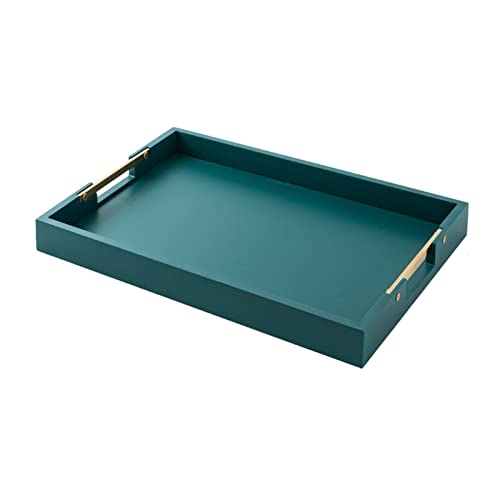 Tablett Serviertablett und Untertasse, rechteckigen Holz dicken Metallgriff Snackschale, Frühstückstab, stilvolle Bauernhof Dekor Servierplatten Snackschale(Farbe : B,Size:S) von SFANIIX
