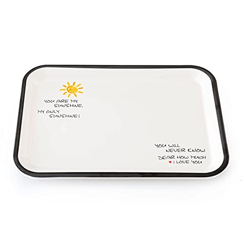 Tablett Tablett Tablett Rechteckige Tablett Multifunktionales Ablagetablett Dekoratives Tablett Weiß mit schwarzem Rand Snackschale (Größe : B) von SFANIIX