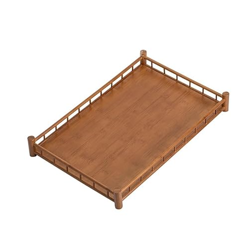 Tablett Teetassenständer Teeservice Ablagefach Holz Desktop Lagerregal Rechteckig Großes Teetablett Snackschal(L) von SFANIIX