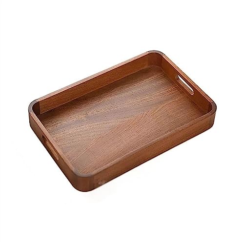 Tablett Vintage-Stil rechteckiges Holztablett Desktop Obst Snack Ablagefach Küche Tablett Snackschale (Größe : S) von SFANIIX