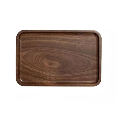 Tablett Walnuss Tablett Haushalt Teeblatt Erfrischung Tasse Tablett Cafe Restaurant Massivholz Service Mahlzeit Tablett Snackschale(Size:B) von SFANIIX