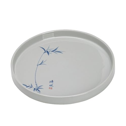 Teetablett Chinesisches rundes Keramik-Teetablett Handbemalte Kung Fu Teeset Getrocknetes Bier Kleiner Teetisch Tasse Aufbewahrungsbox Teekanne Basis Topf Fußmatte Serviertablett von SFANIIX