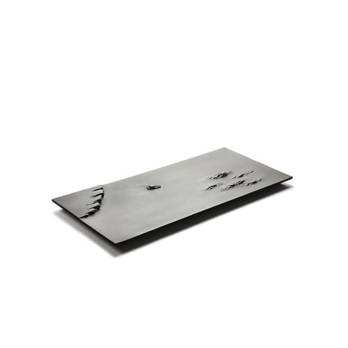 Teetablett Ebenholzstein Teetablett Naturstein Geprägtes Home Teeset Schwarze Steinplatte Teetisch Schiefer Teetablett Serviertablett (60*30*3CM) von SFANIIX