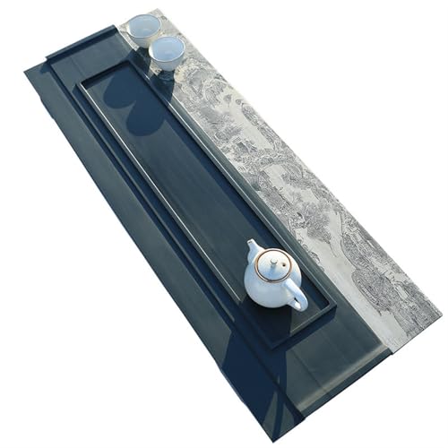 Teetablett Handgjord Tebricka Hel Natur Grün Sandelträ Sten Tebricka Teller Kung Fu Zu Set Tablett für Lebensmittel(70 * 25 * 3cm) von SFANIIX