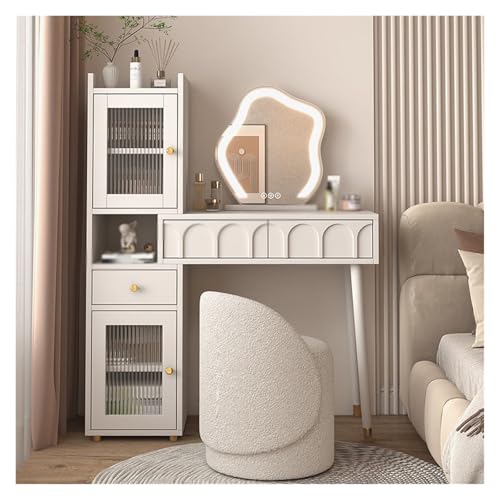 Vanity Schreibtisch Cremefarbener Schminktisch, einfacher Schlafzimmeraufbewahrungsschrank, Nachttisch, Frisiertisch Schlafzimmer Schminktisch Vanity Schreibtisch Cremefarbener Schminktisch, einfacher Schlafzimmeraufbewahrungsschrank, Nachttisch, Frisiertisch Schlafzimmer Schminktisch von SFANIIX